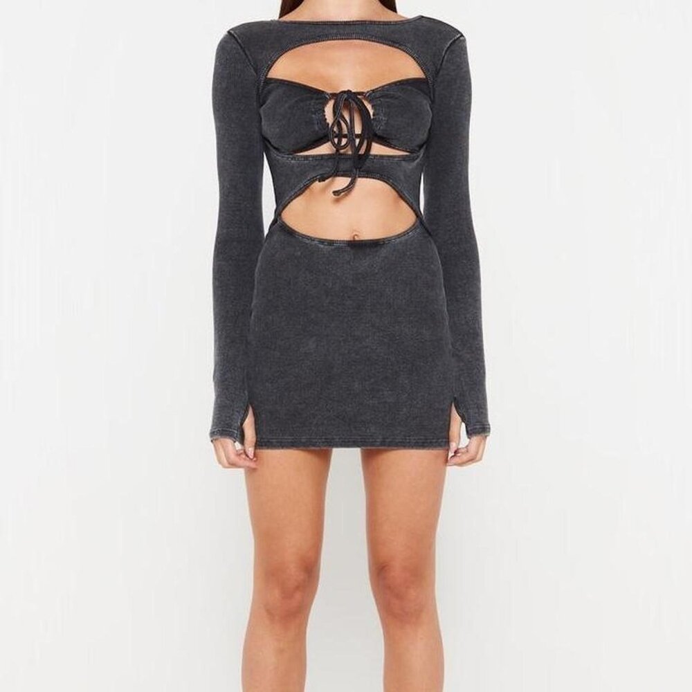 BNWT Luxe to Kill cut out long sleeve ribbed dress XS